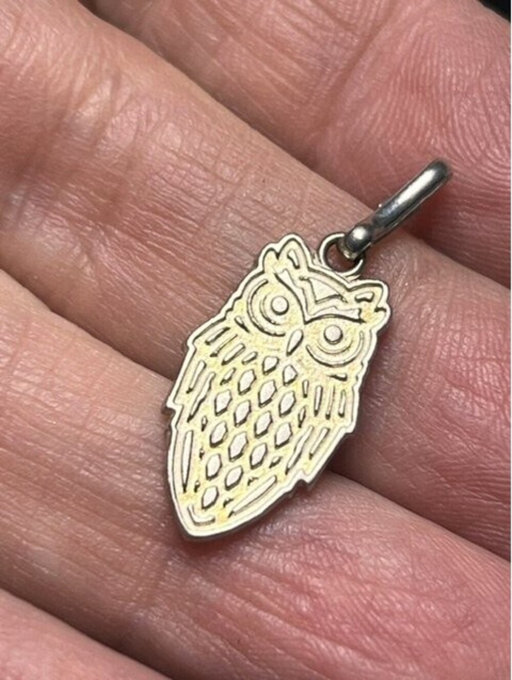 B6897 ALEX AND ANI Owl Pendant Charm Sterling Silver Enamel Accent 1"
